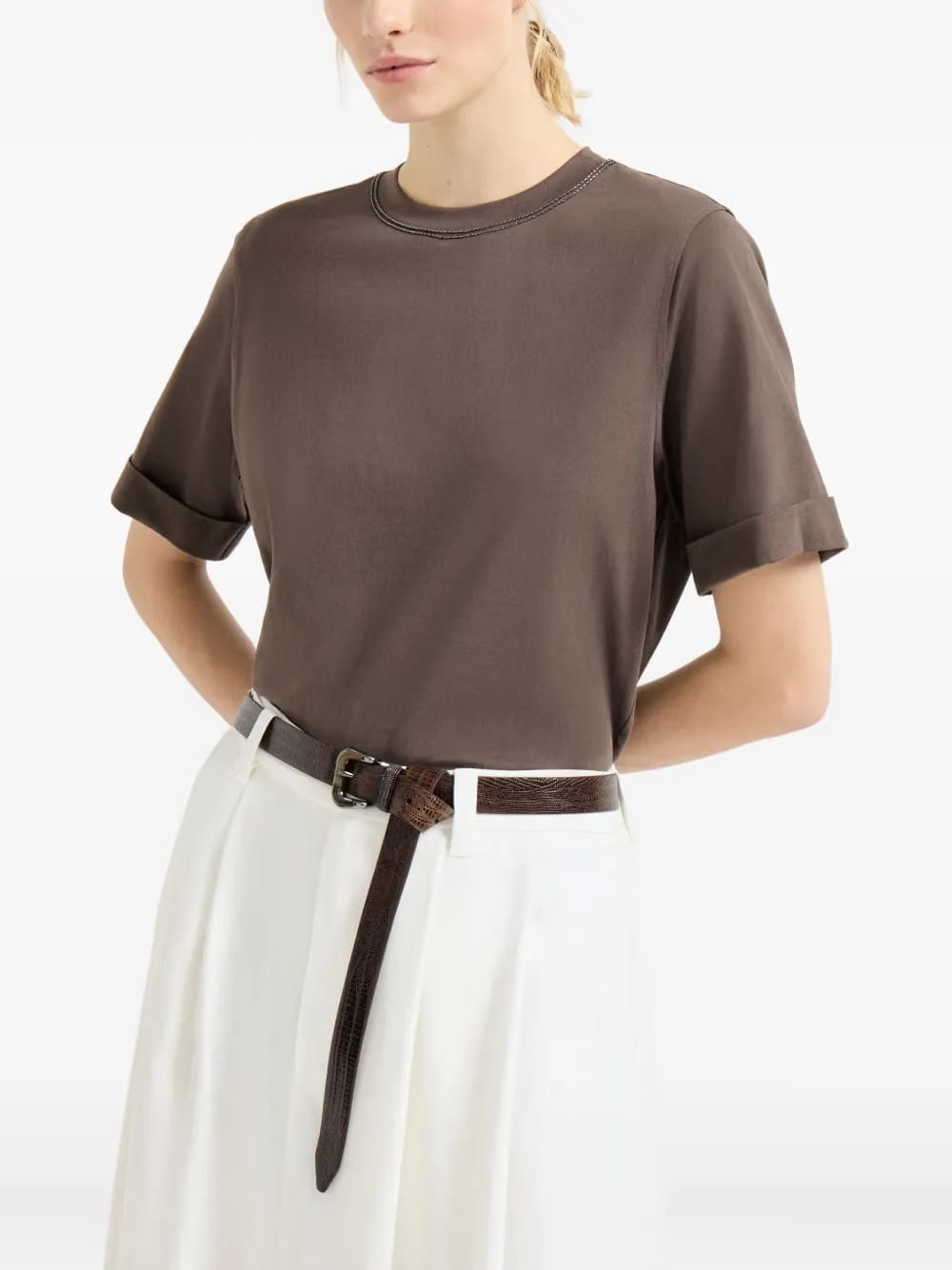 Monili-trim cotton T-Shirt