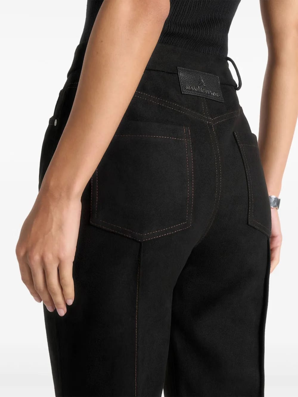 Kalie suede-effect black boyfriend jeans