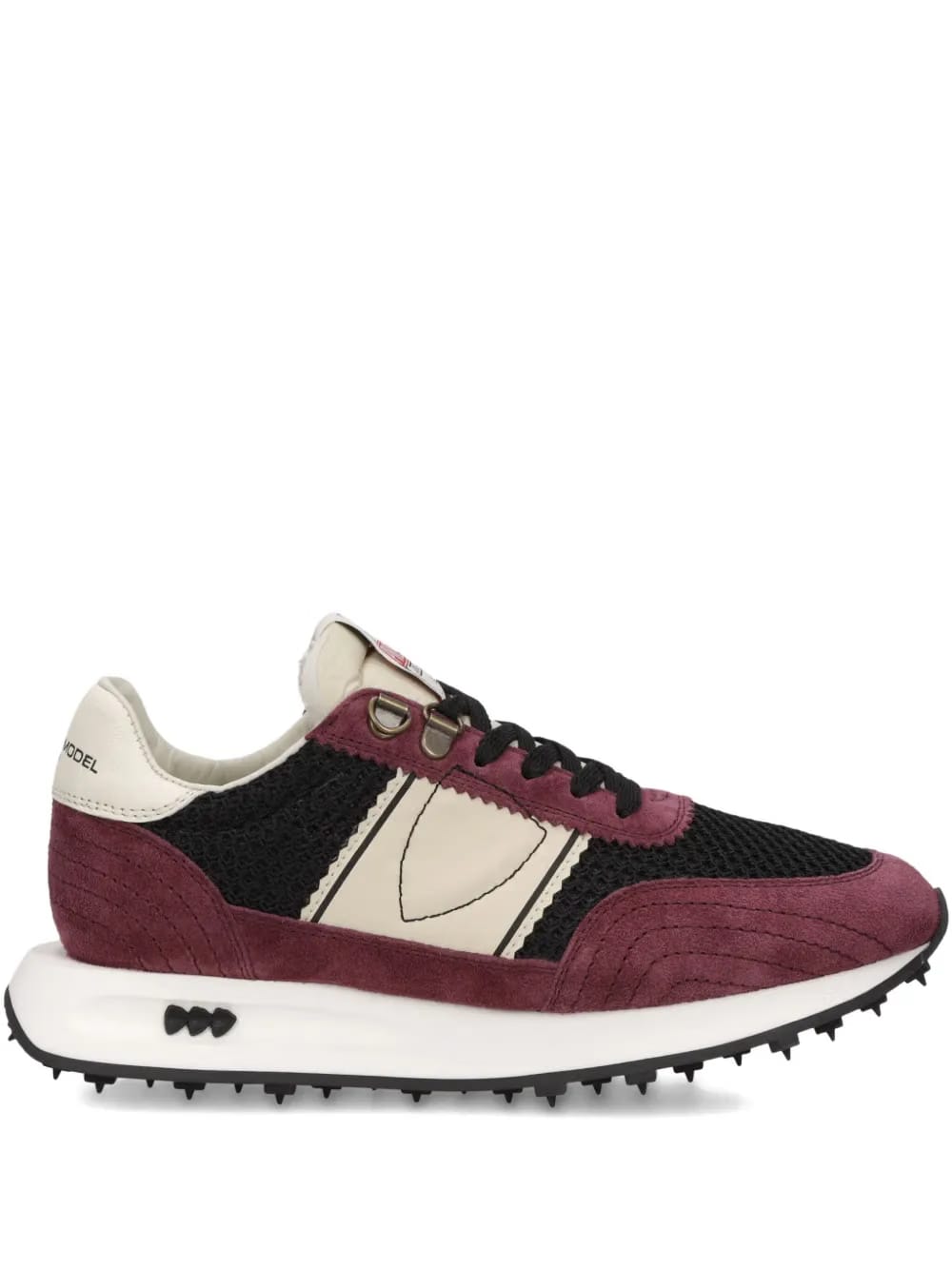 mesh-panel suede low-top sneakers