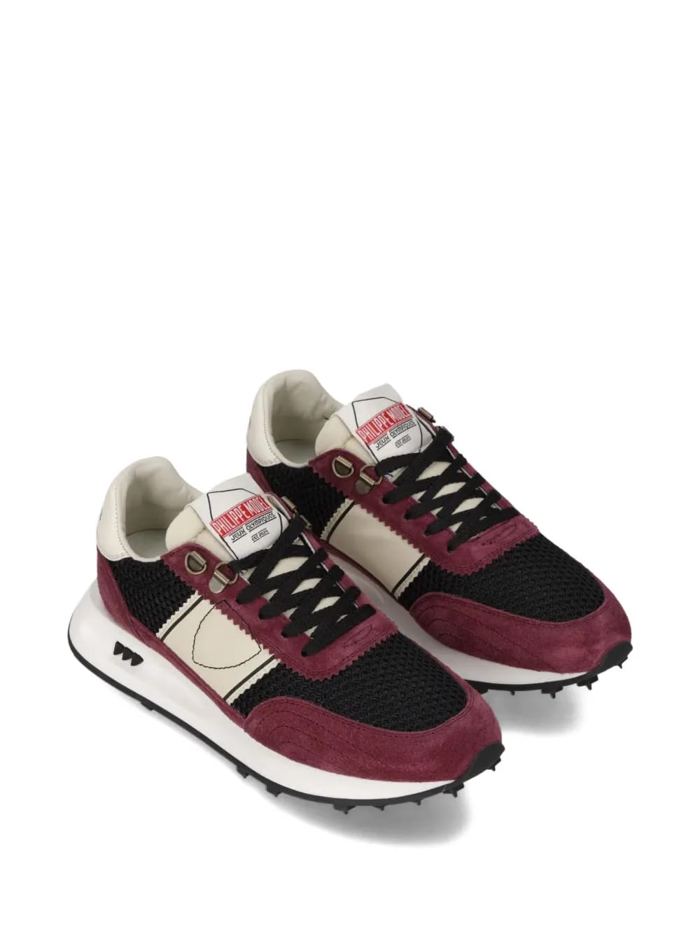 mesh-panel suede low-top sneakers