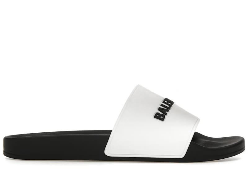 Balenciaga Pool Slides Logo White Black