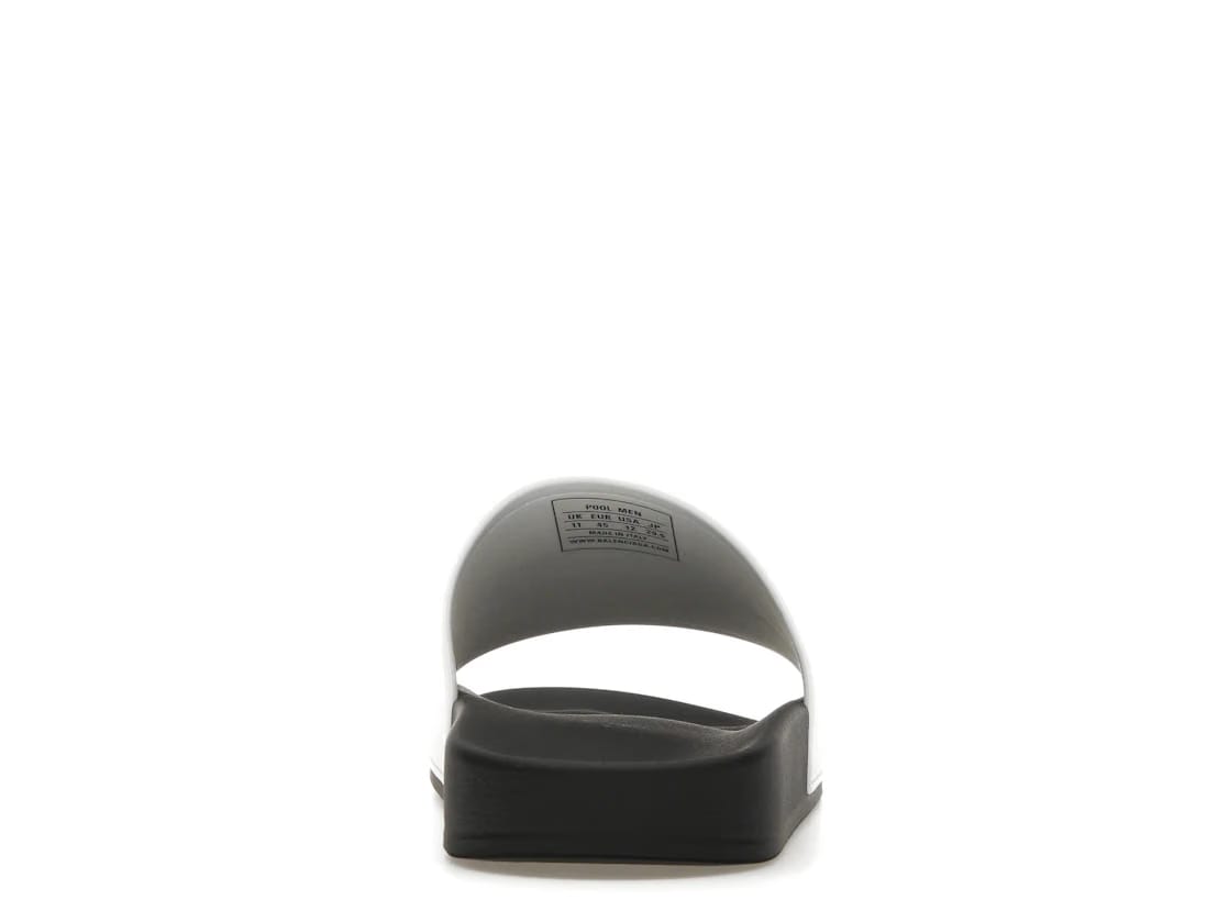 Balenciaga Pool Slides Logo White Black