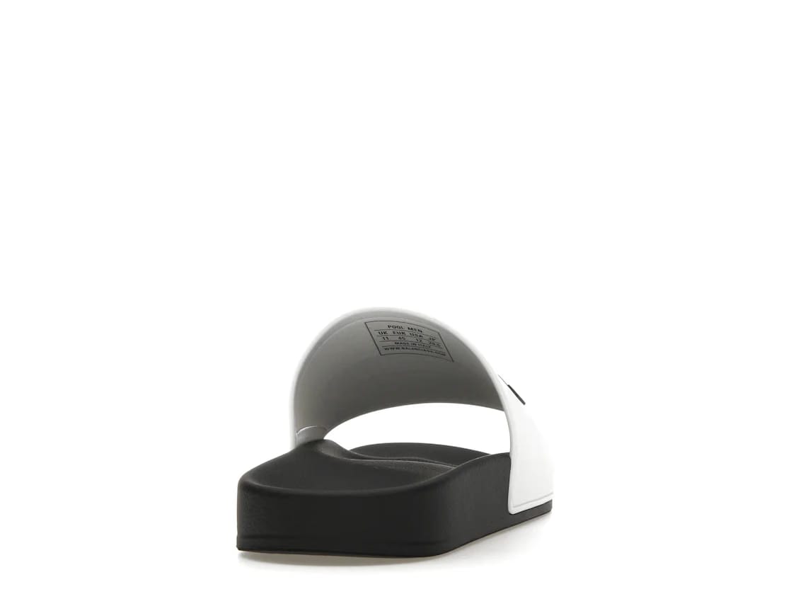 Balenciaga Pool Slides Logo White Black