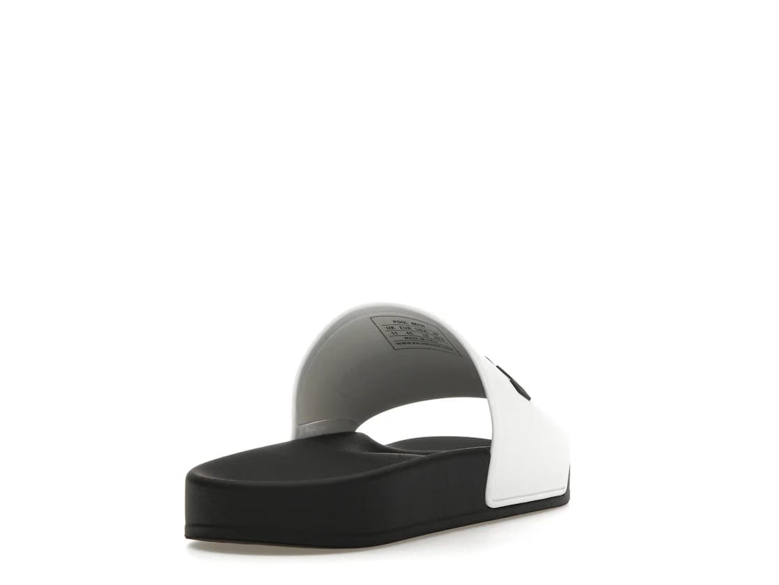 Balenciaga Pool Slides Logo White Black