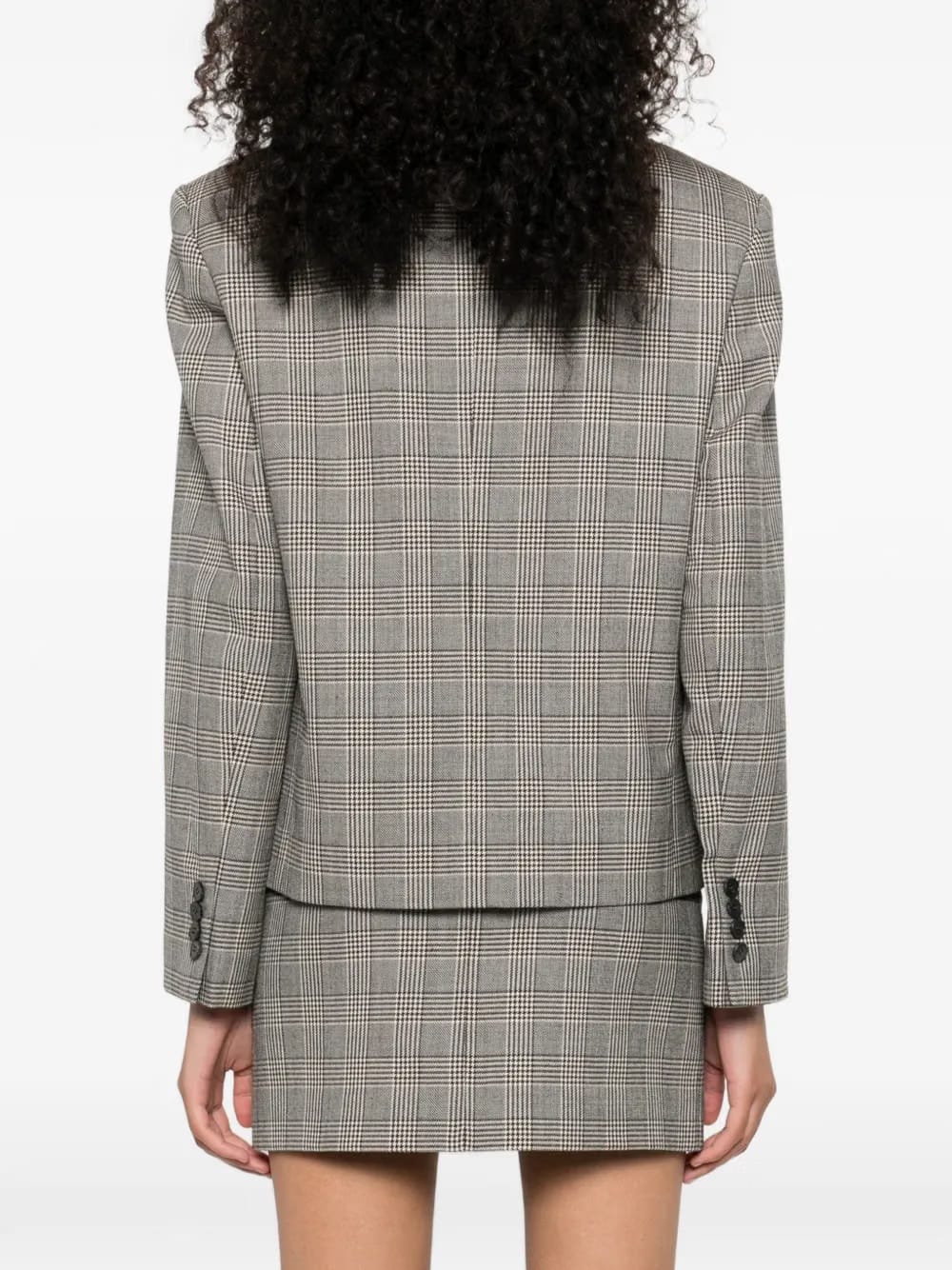 check-pattern button-fastening jacket