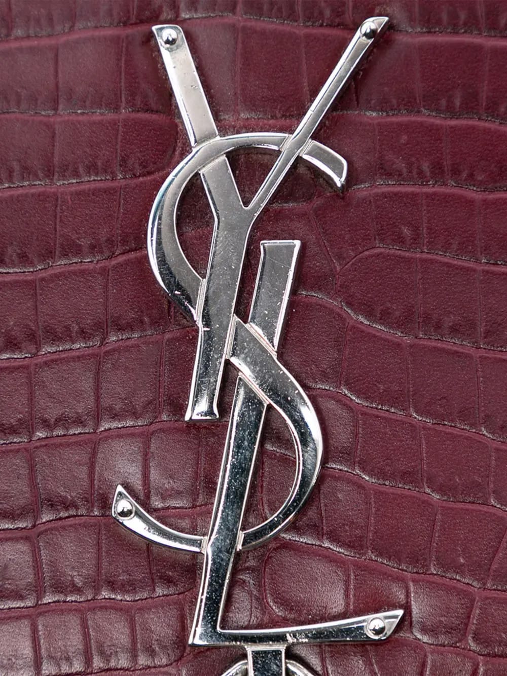 2016 Medium Croc Embossed Leather Monogram Kate Tassel crossbody bag