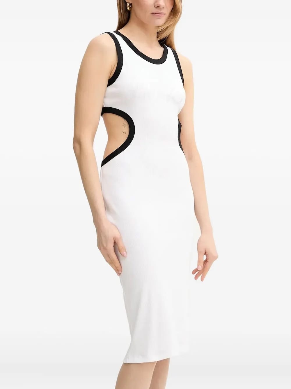 cut-out ribbed midi dress
