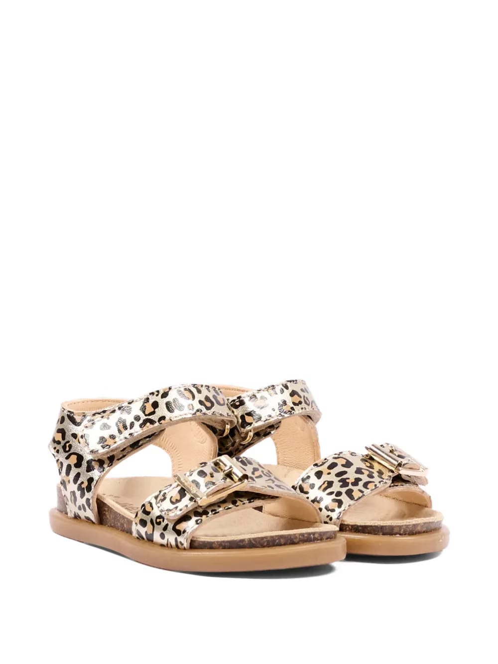 buckle animal print sandals