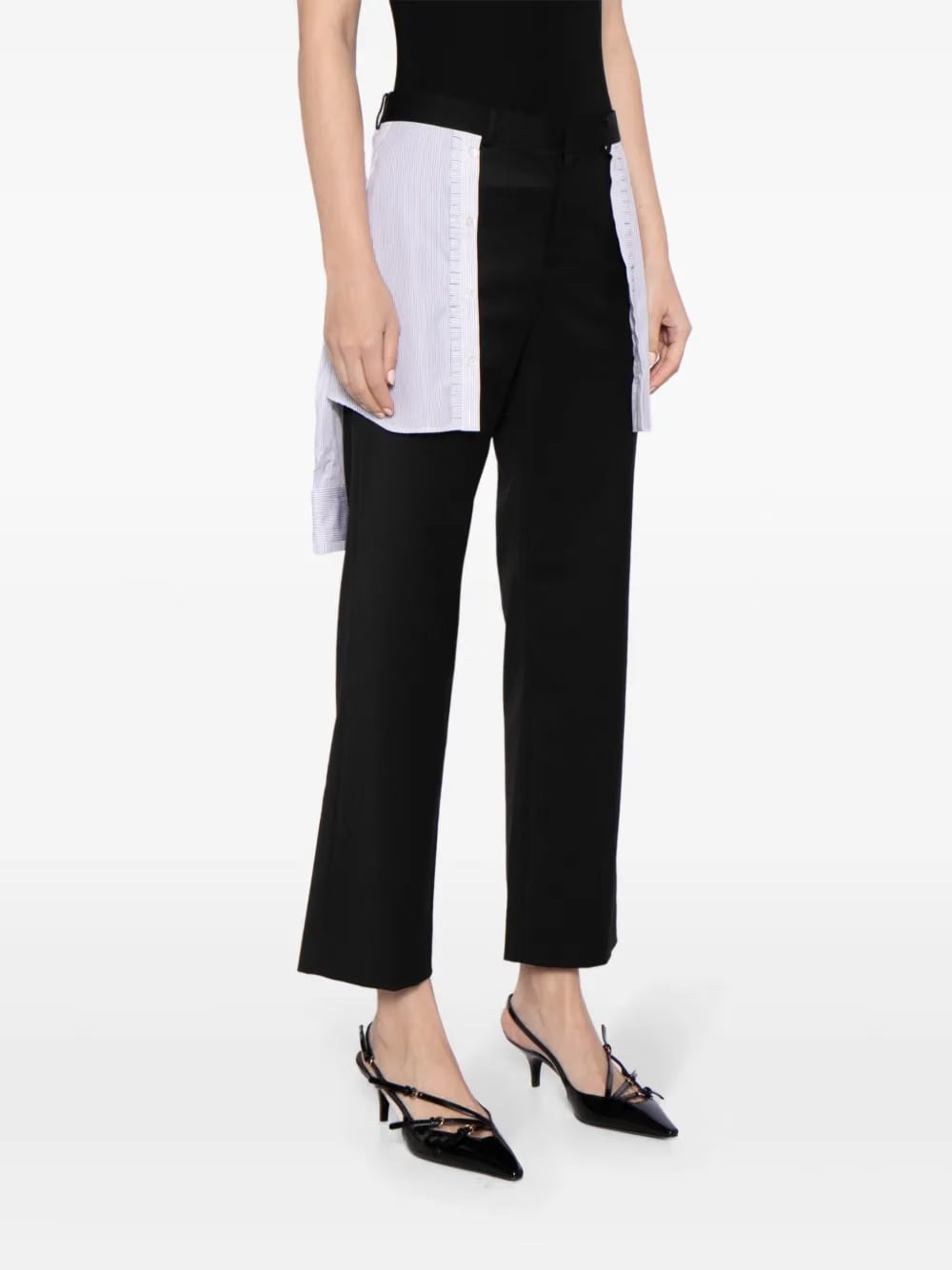 layered wool-blend trousers