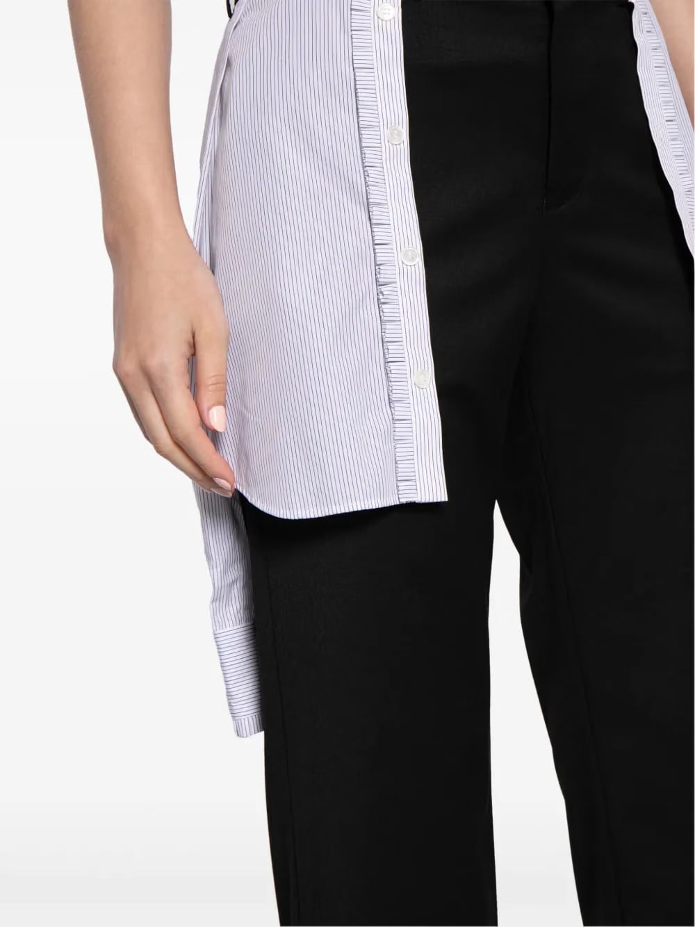 layered wool-blend trousers