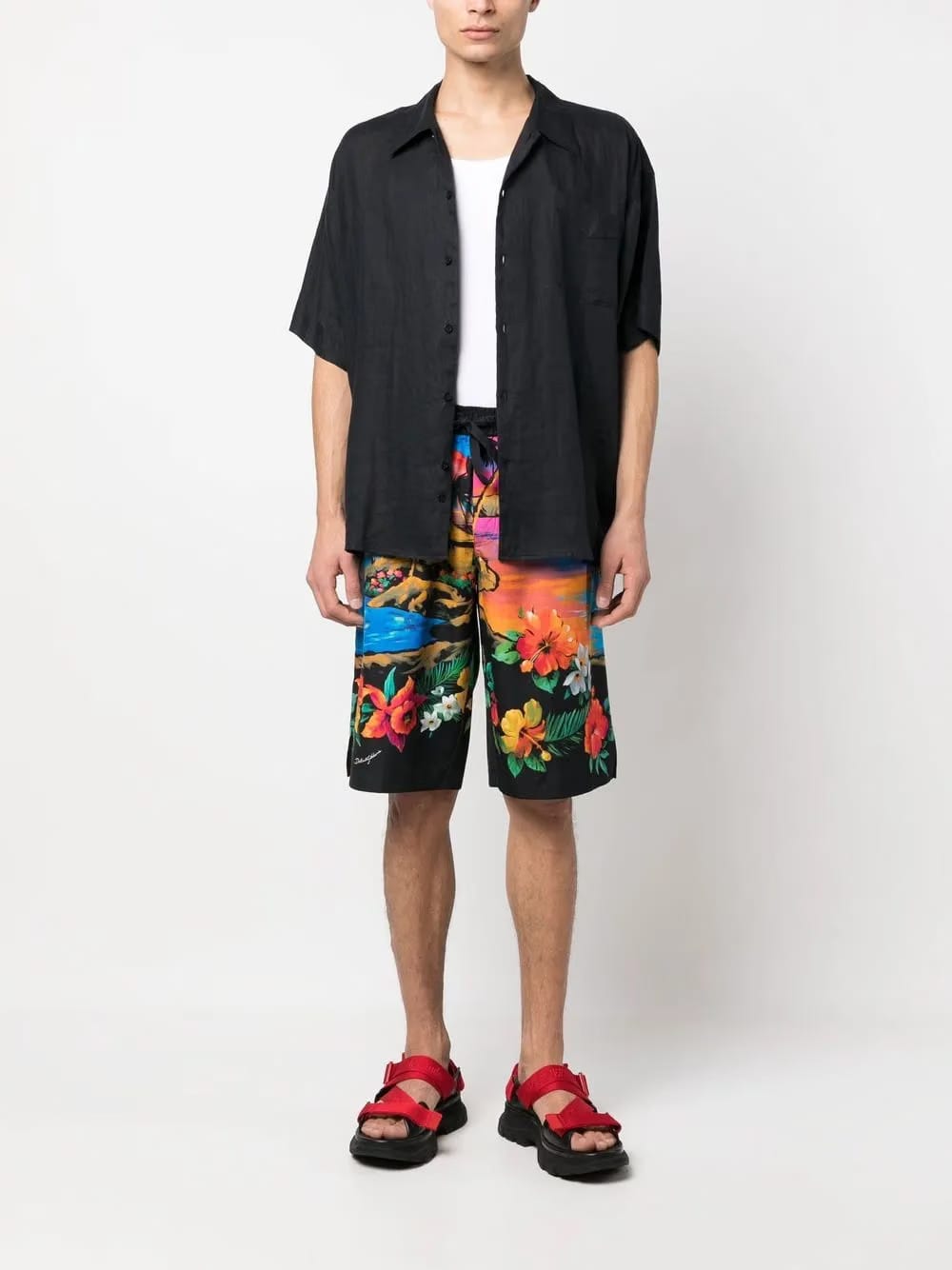 tropical-print Bermuda shorts