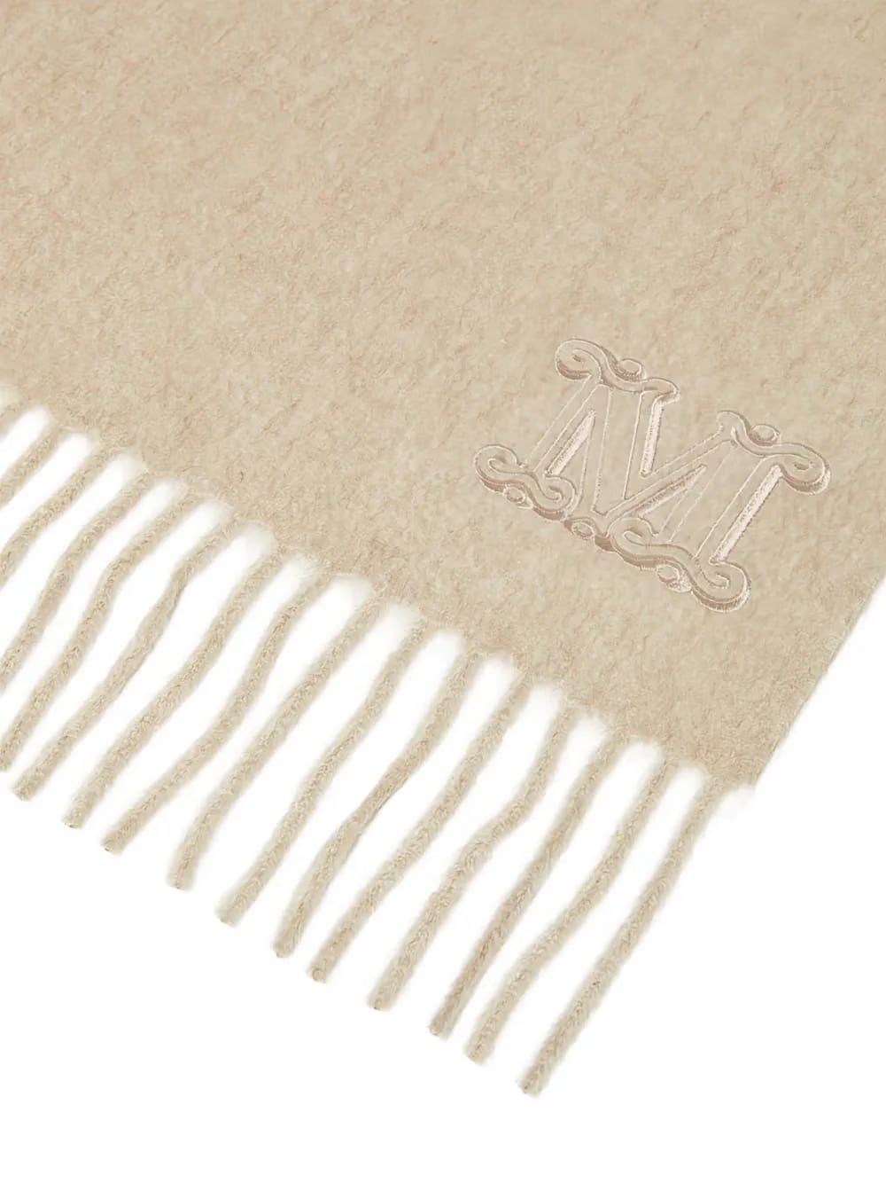 embroidered-logo fringed scarf