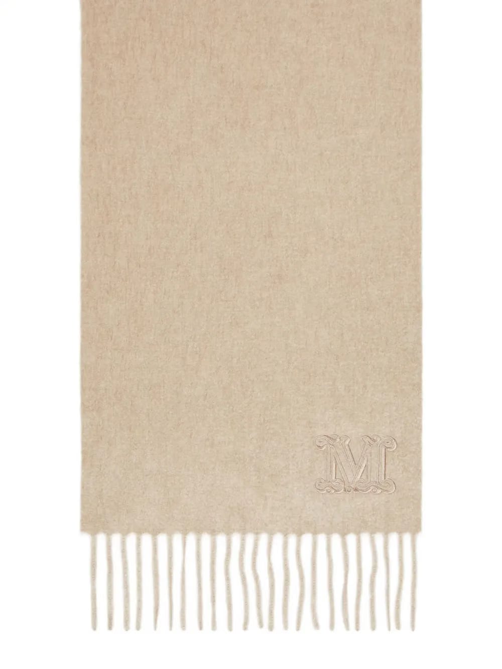 embroidered-logo fringed scarf