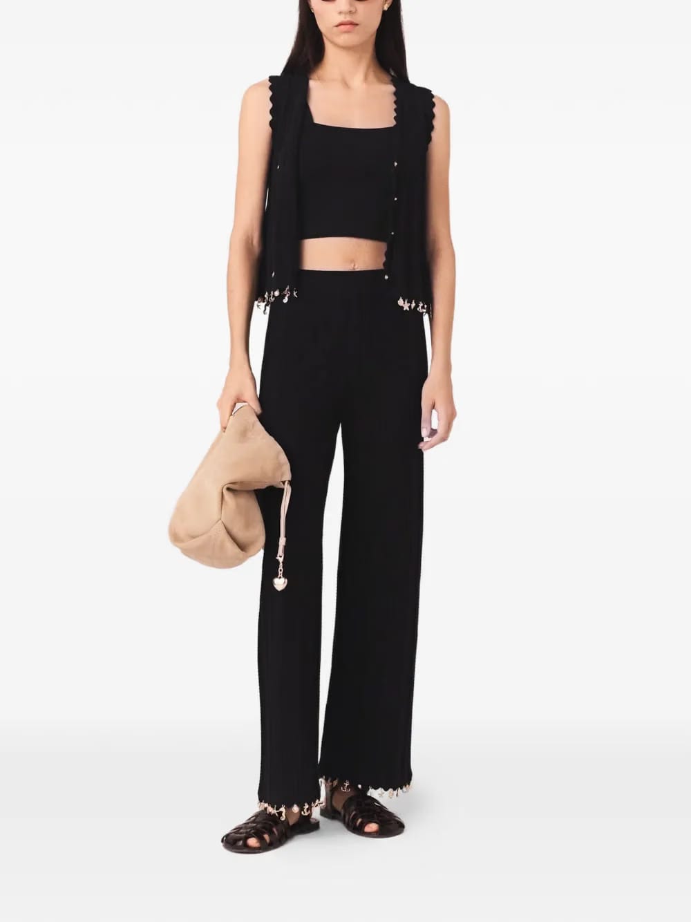scalloped embellished trousers