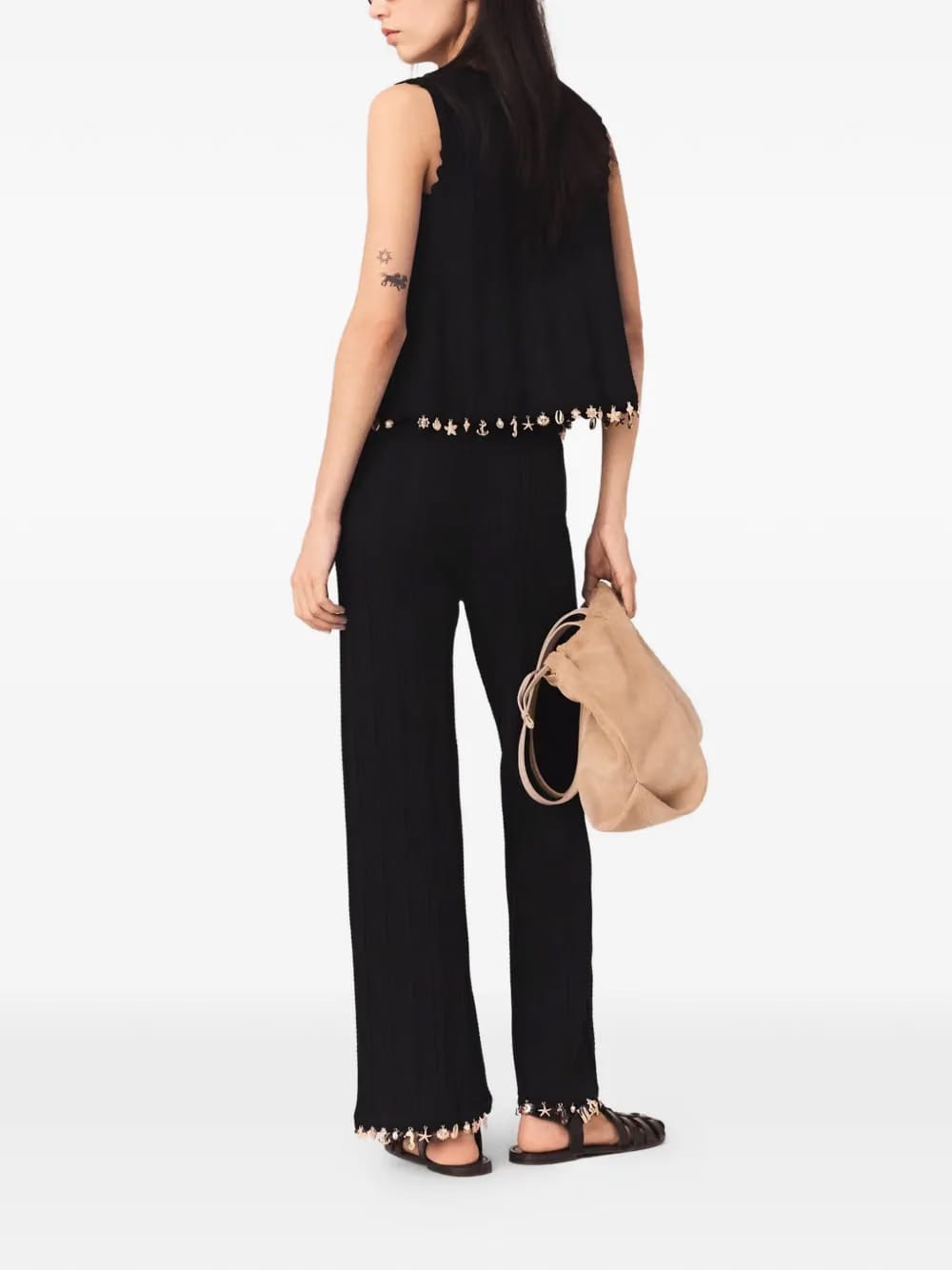 scalloped embellished trousers