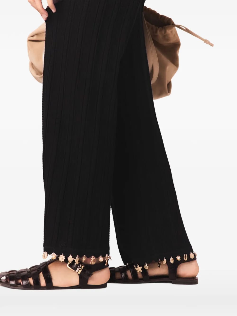 scalloped embellished trousers
