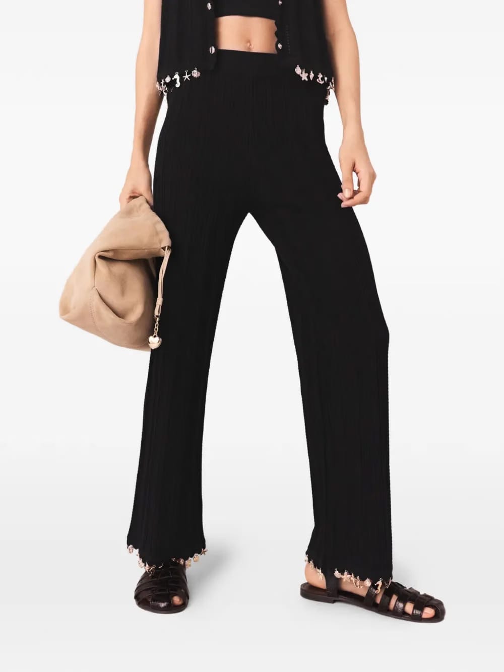scalloped embellished trousers