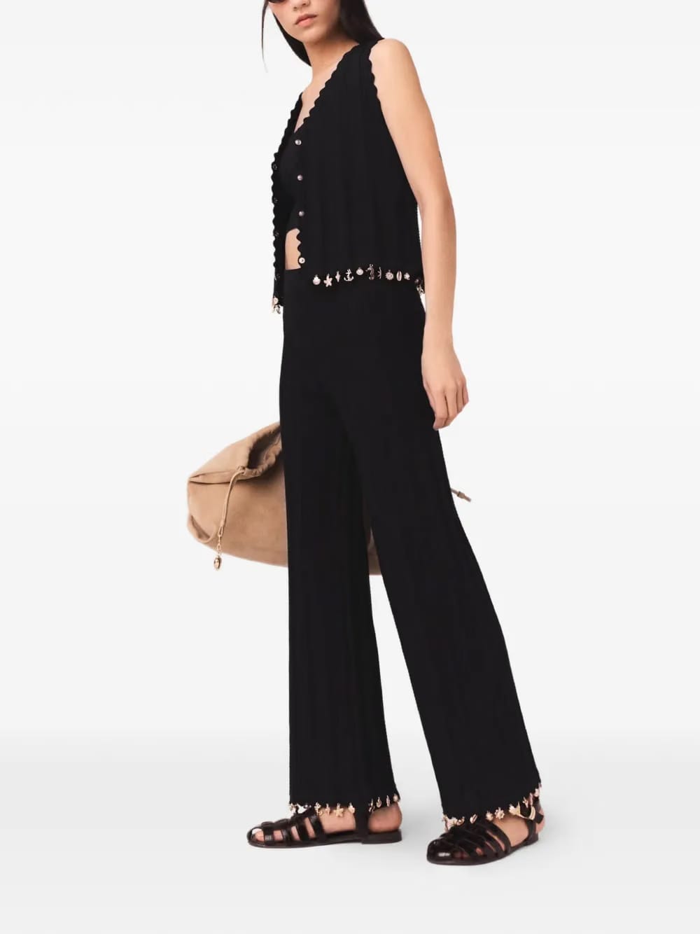 scalloped embellished trousers