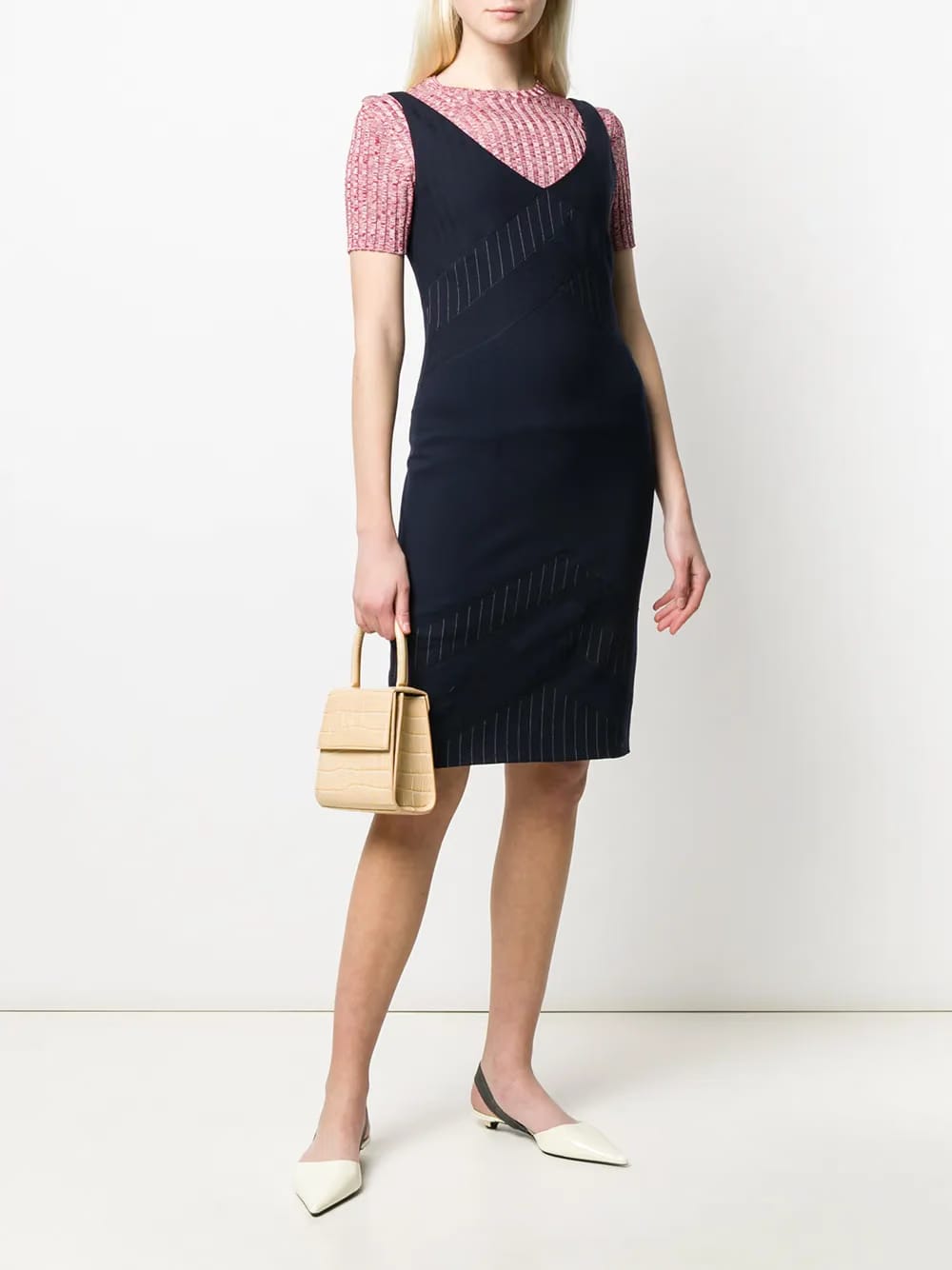 2000s pinstripe panel dress