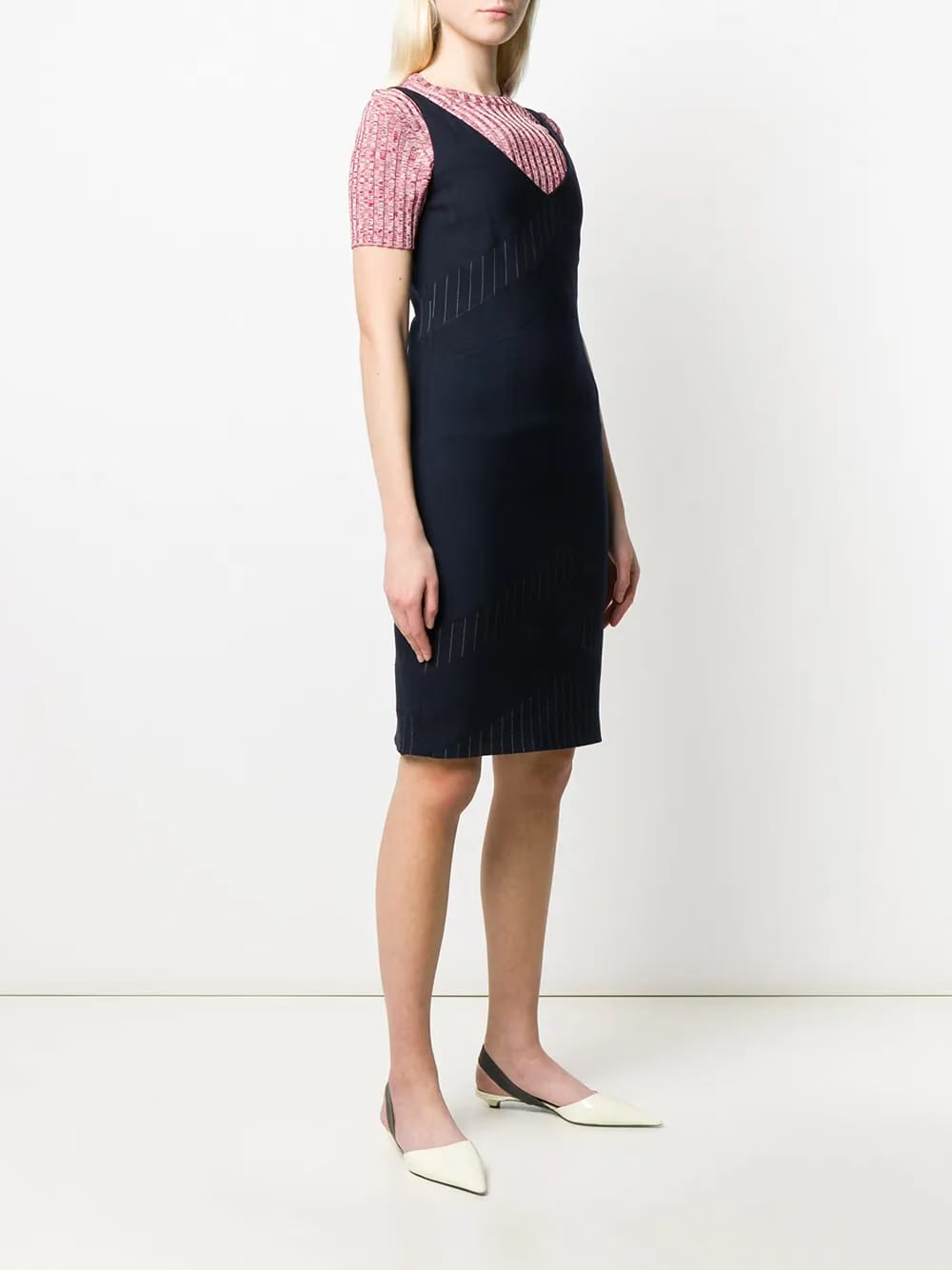 2000s pinstripe panel dress