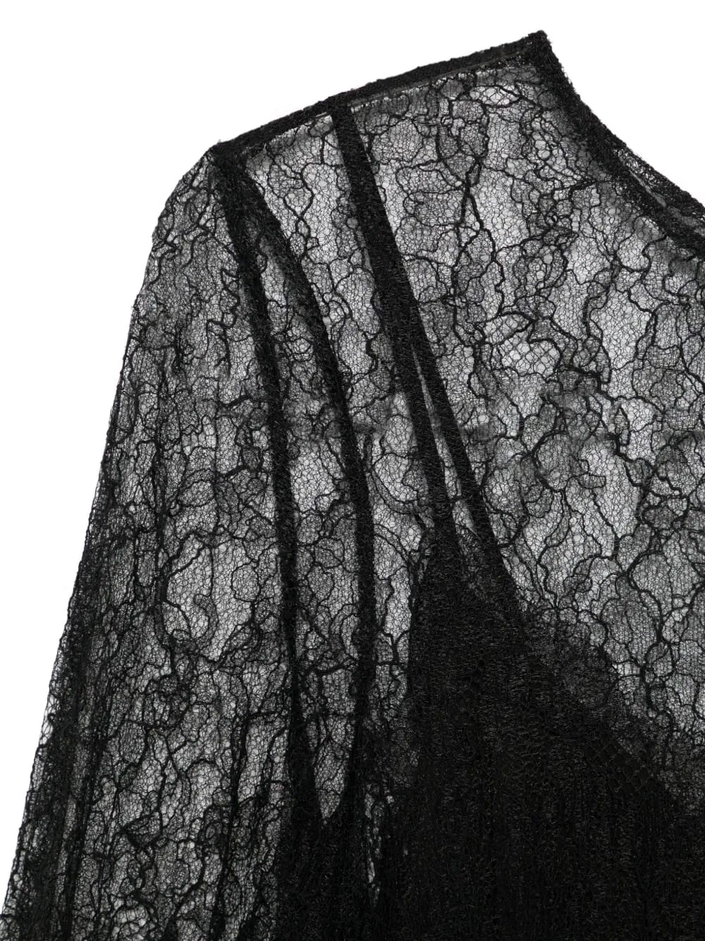 lace-overlay long-sleeved dress
