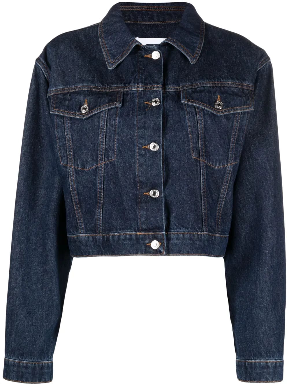 spread-collar denim jacket