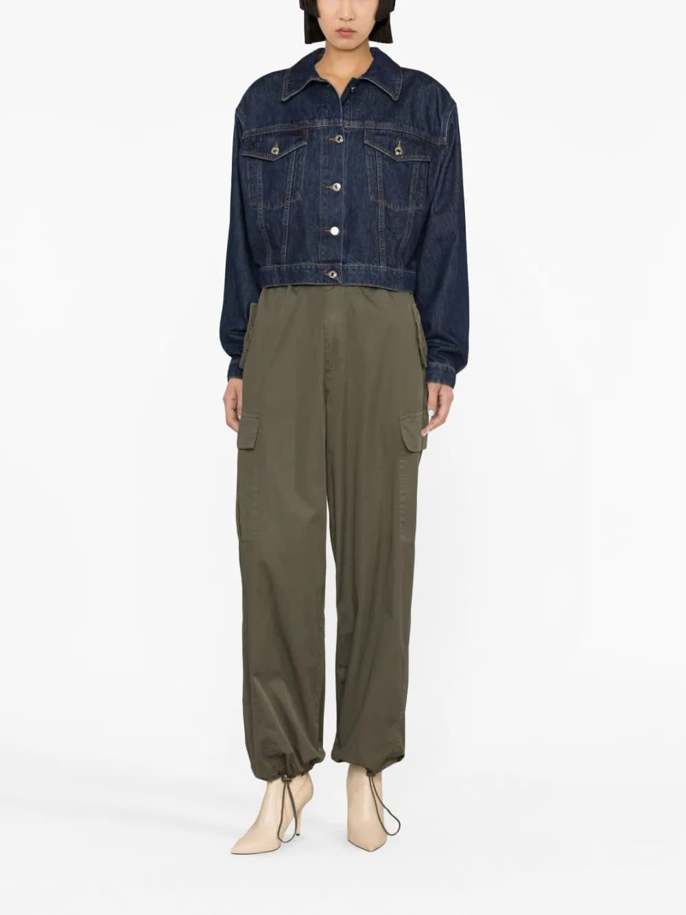 spread-collar denim jacket