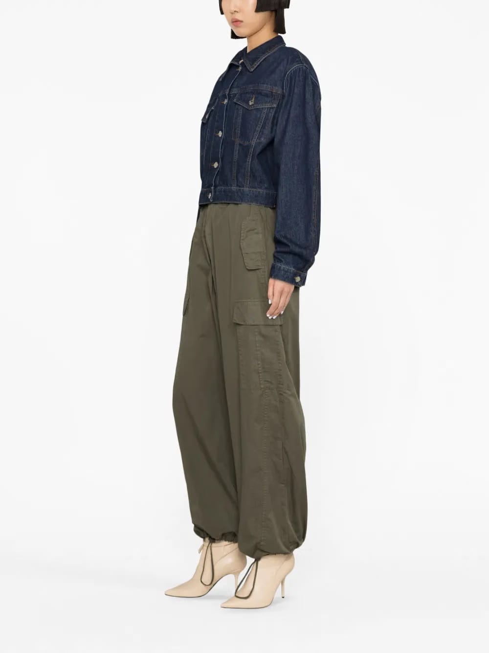 spread-collar denim jacket