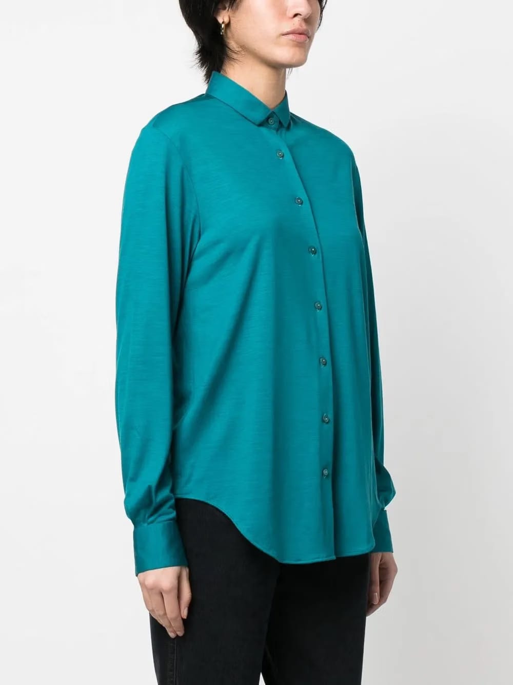 curved-hem virgin wool shirt