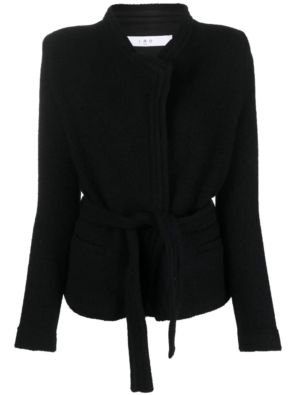 embossed-finish belted jacket