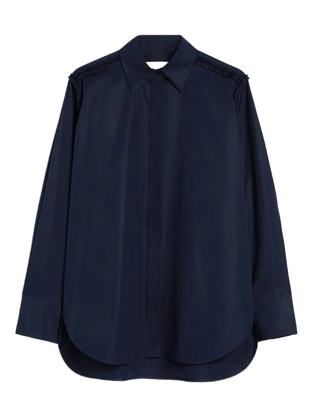 ruffled-detail cotton-poplin shirt