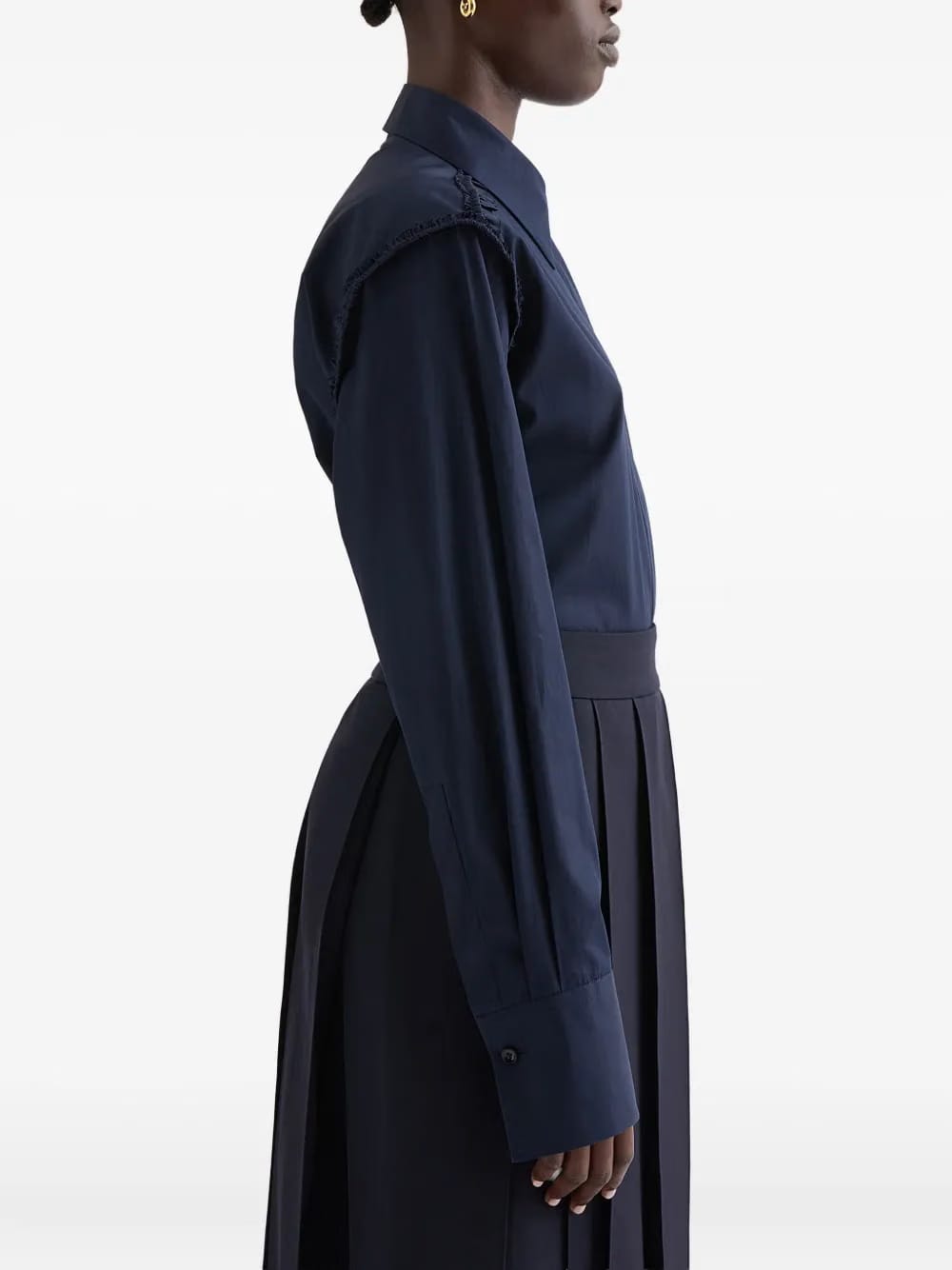 ruffled-detail cotton-poplin shirt