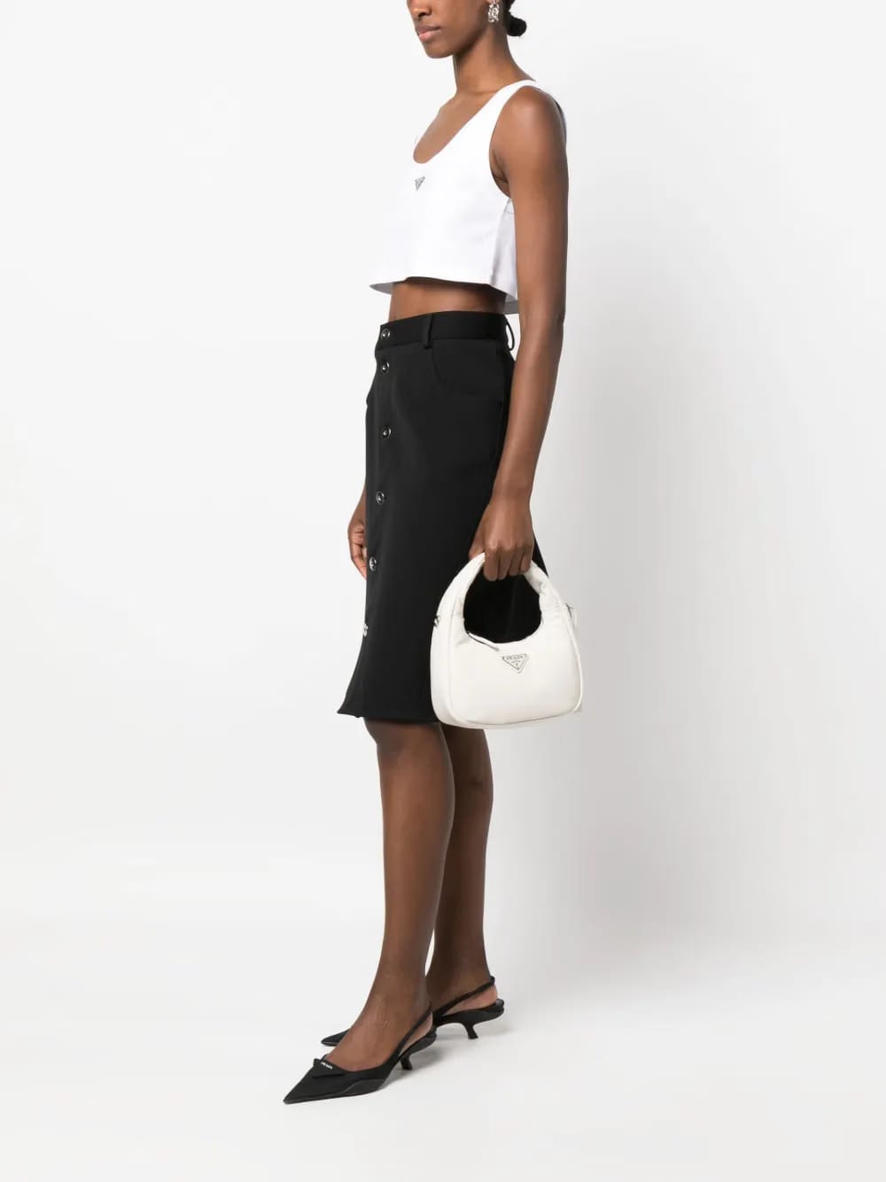 logo-plaque padded tote bag