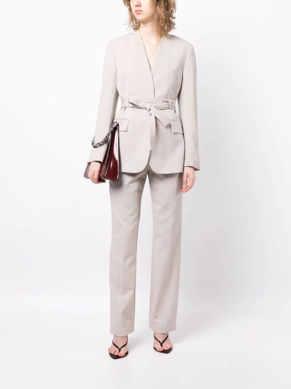 tied-waist single-breasted blazer