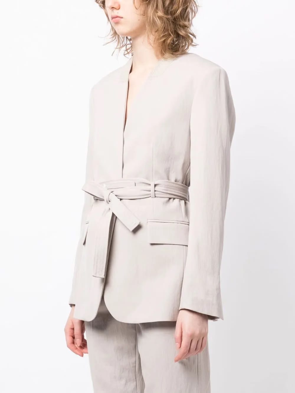 tied-waist single-breasted blazer
