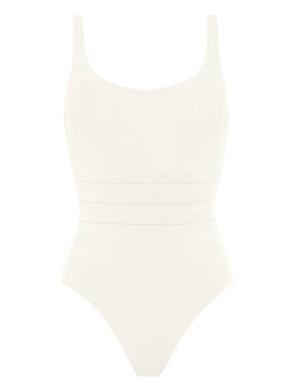 Asia striped-panel swimsuit