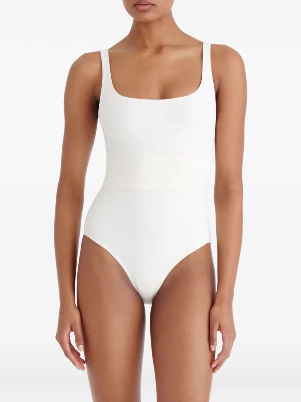 Asia striped-panel swimsuit