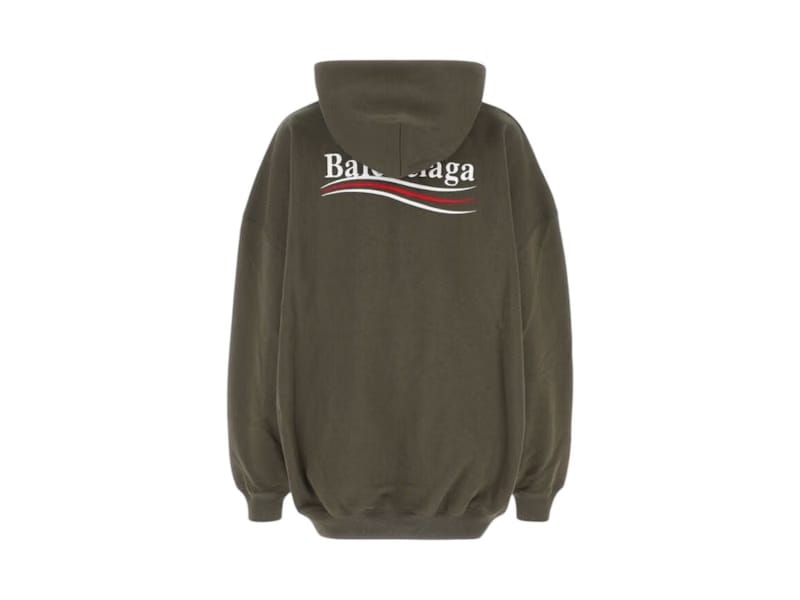 Balenciaga Campaign Logo Embroidered Oversized Hoodie Military Green