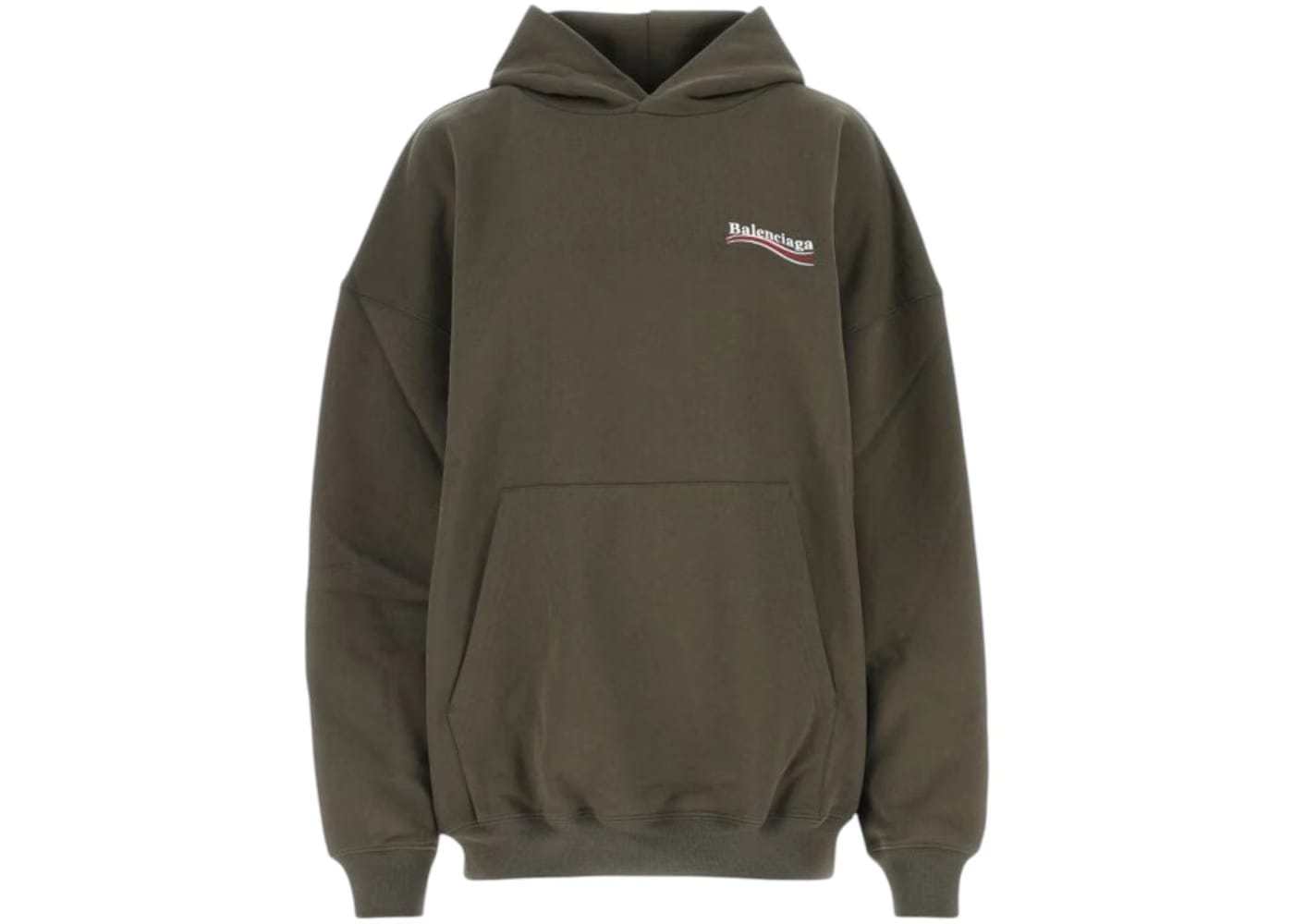 Balenciaga Campaign Logo Embroidered Oversized Hoodie Military Green