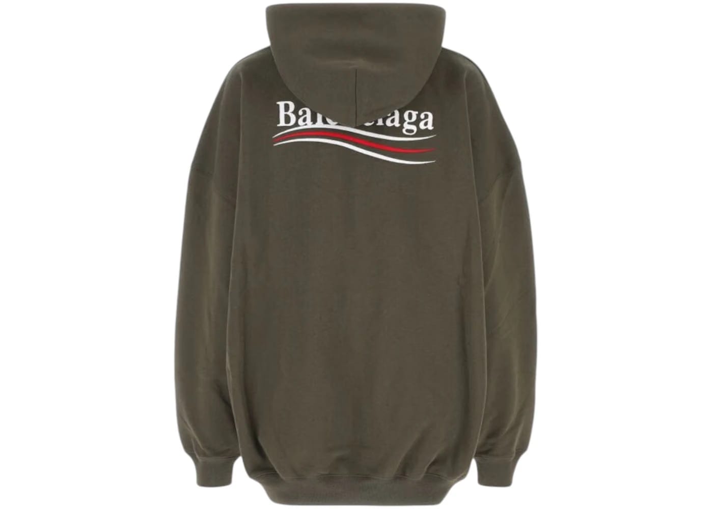 Balenciaga Campaign Logo Embroidered Oversized Hoodie Military Green