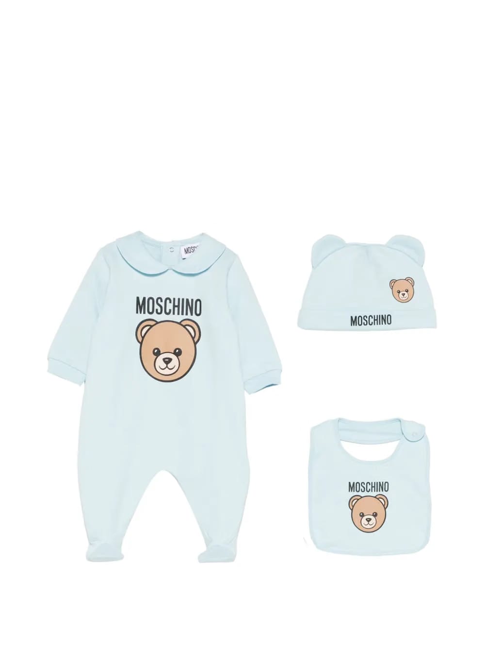 bear-print collared babygrow set (set of three)