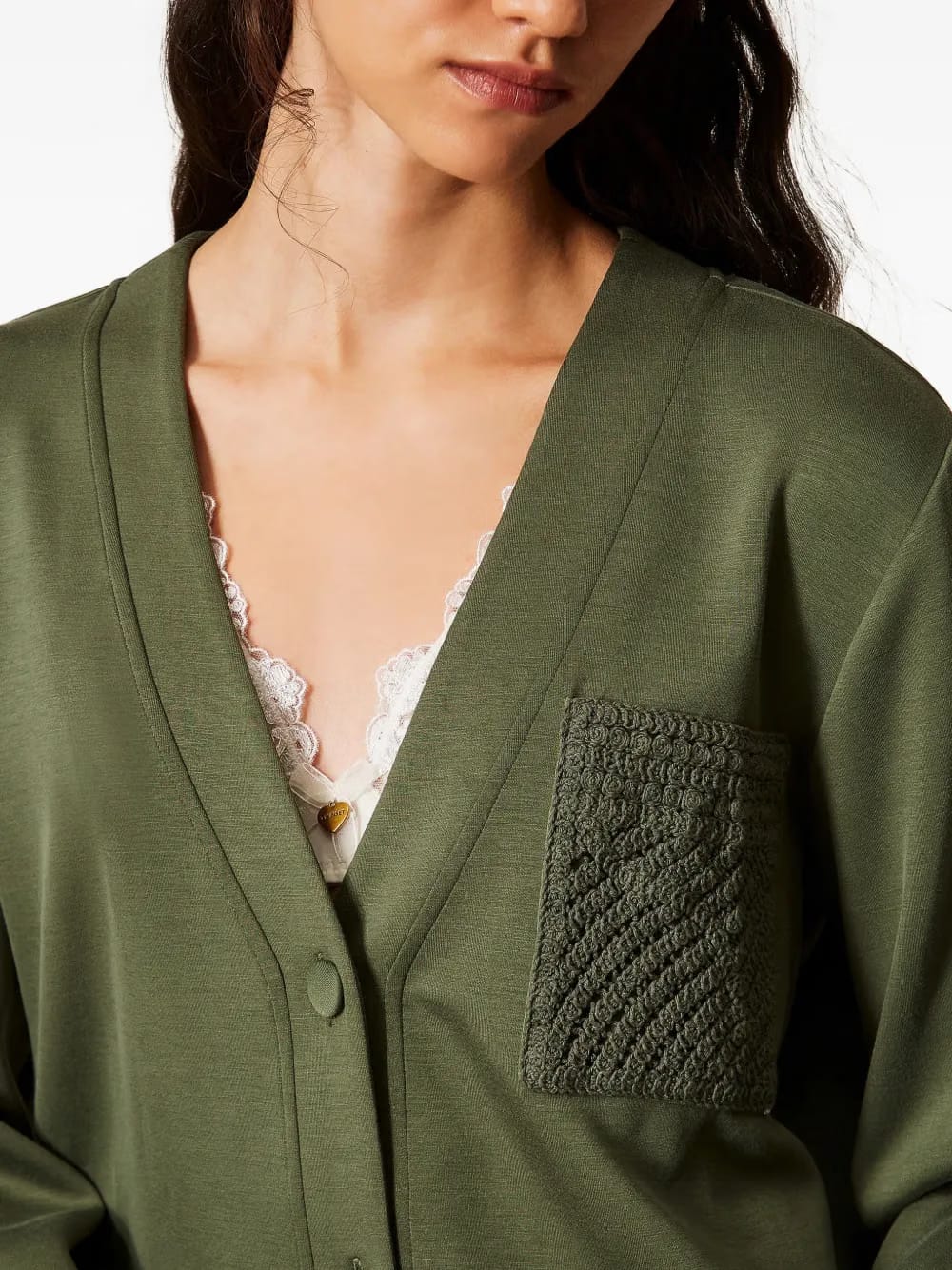 crochet-detail cardigan