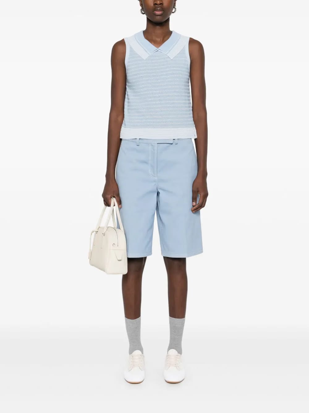striped double-collar vest