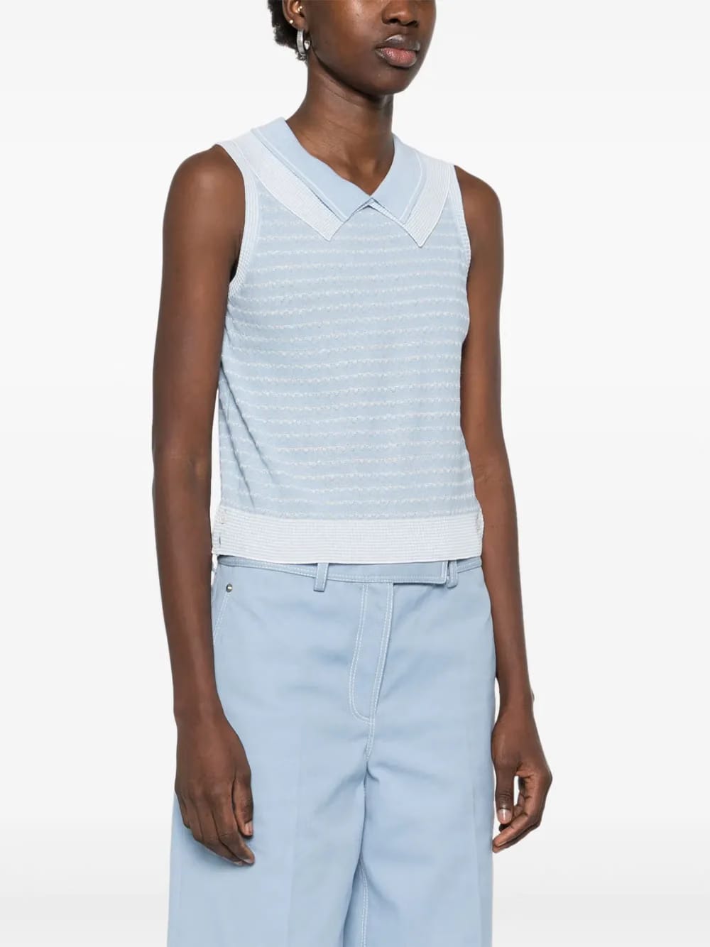 striped double-collar vest