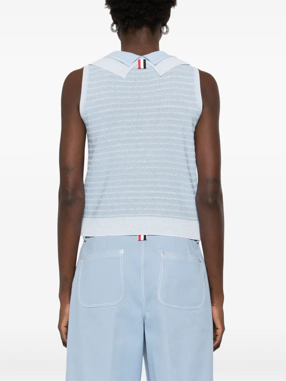 striped double-collar vest