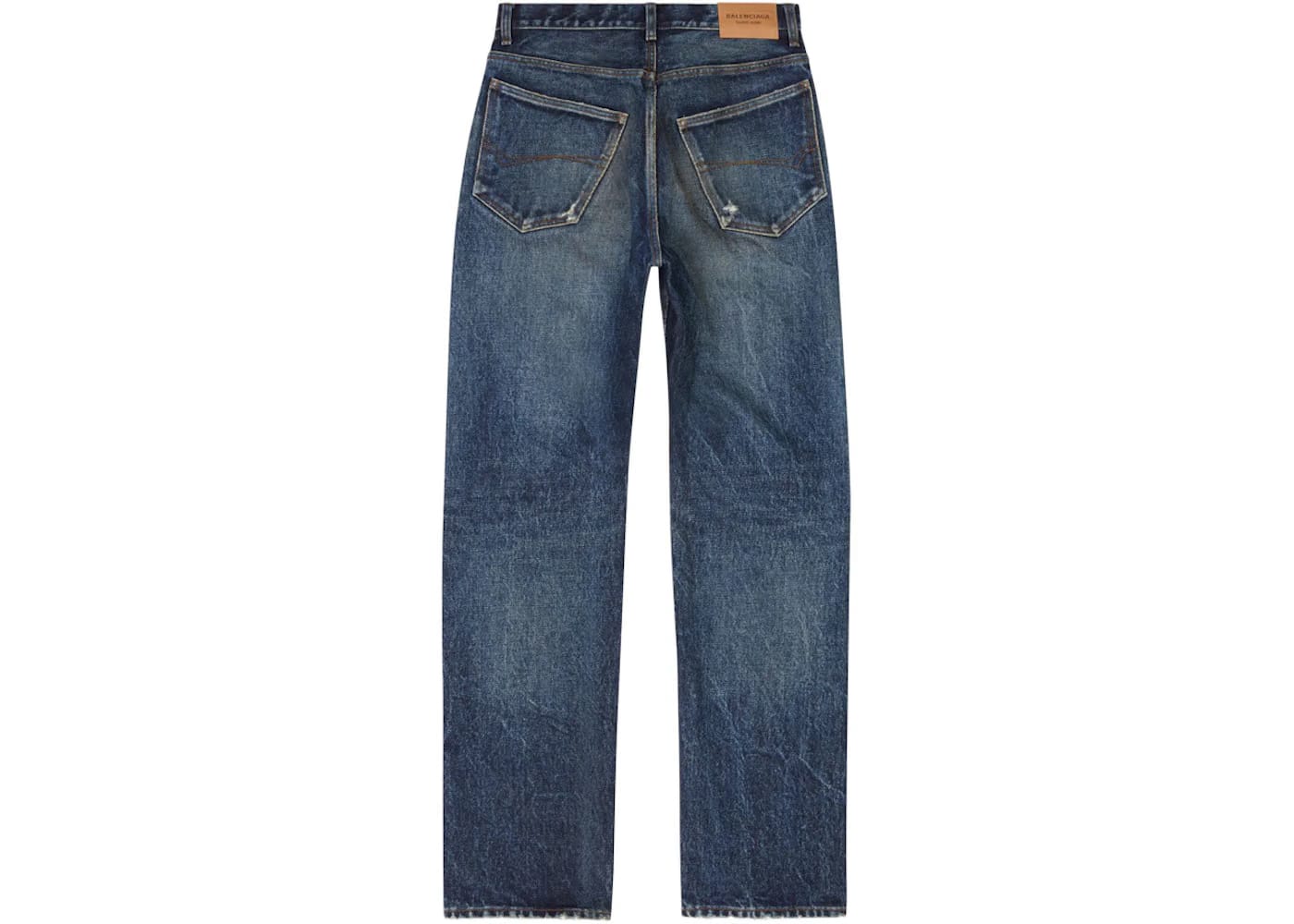 Balenciaga Men's Relaxed Selvedge Heavy Denim Large Fit Jeans Navy Blue