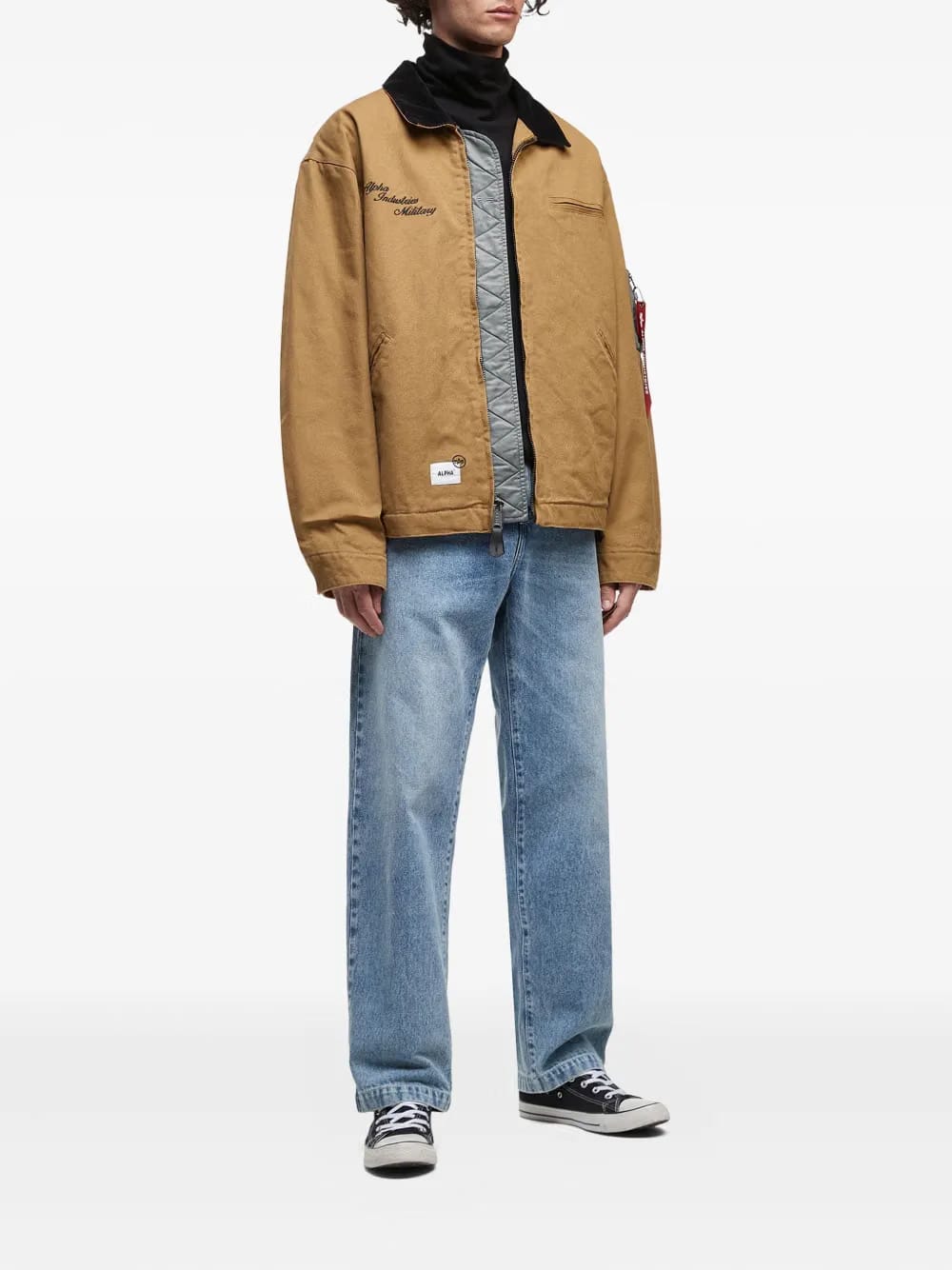 embroidered sleeve pocket jacket