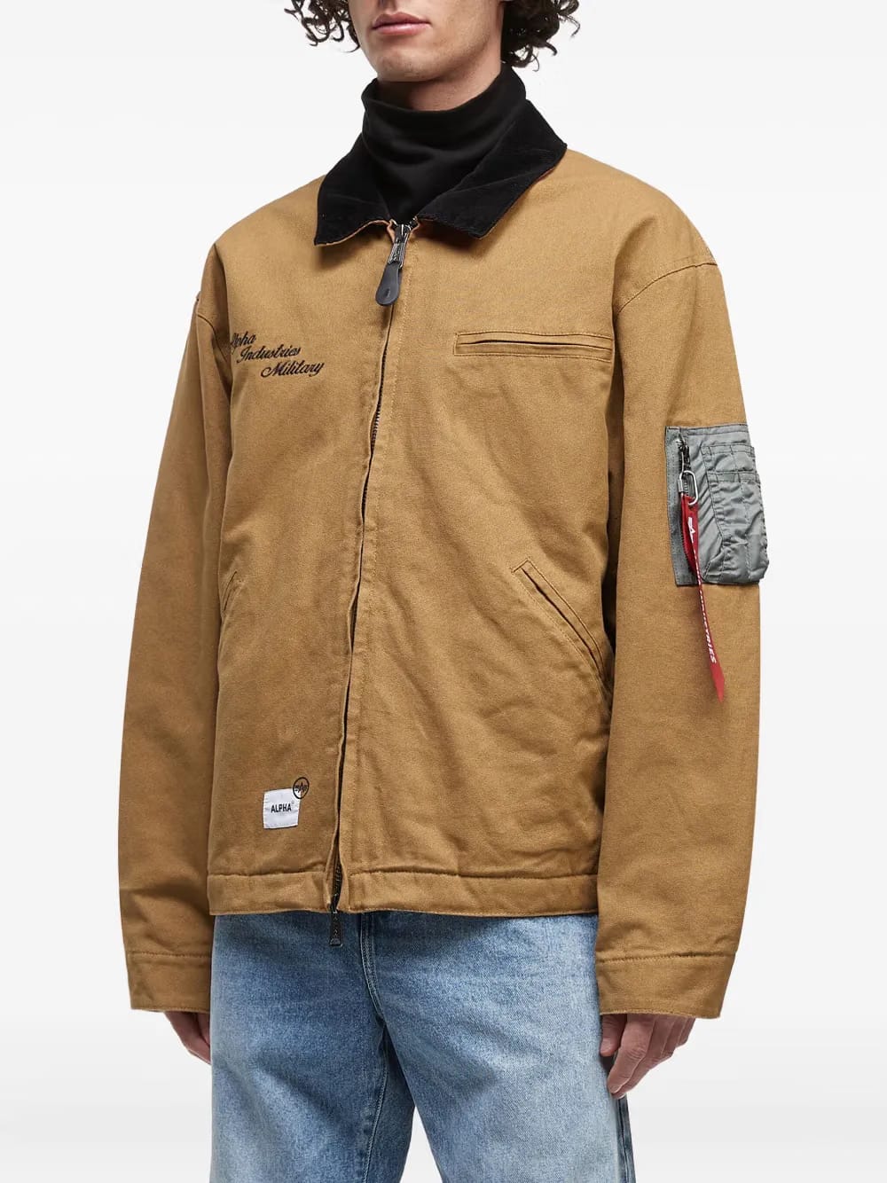 embroidered sleeve pocket jacket