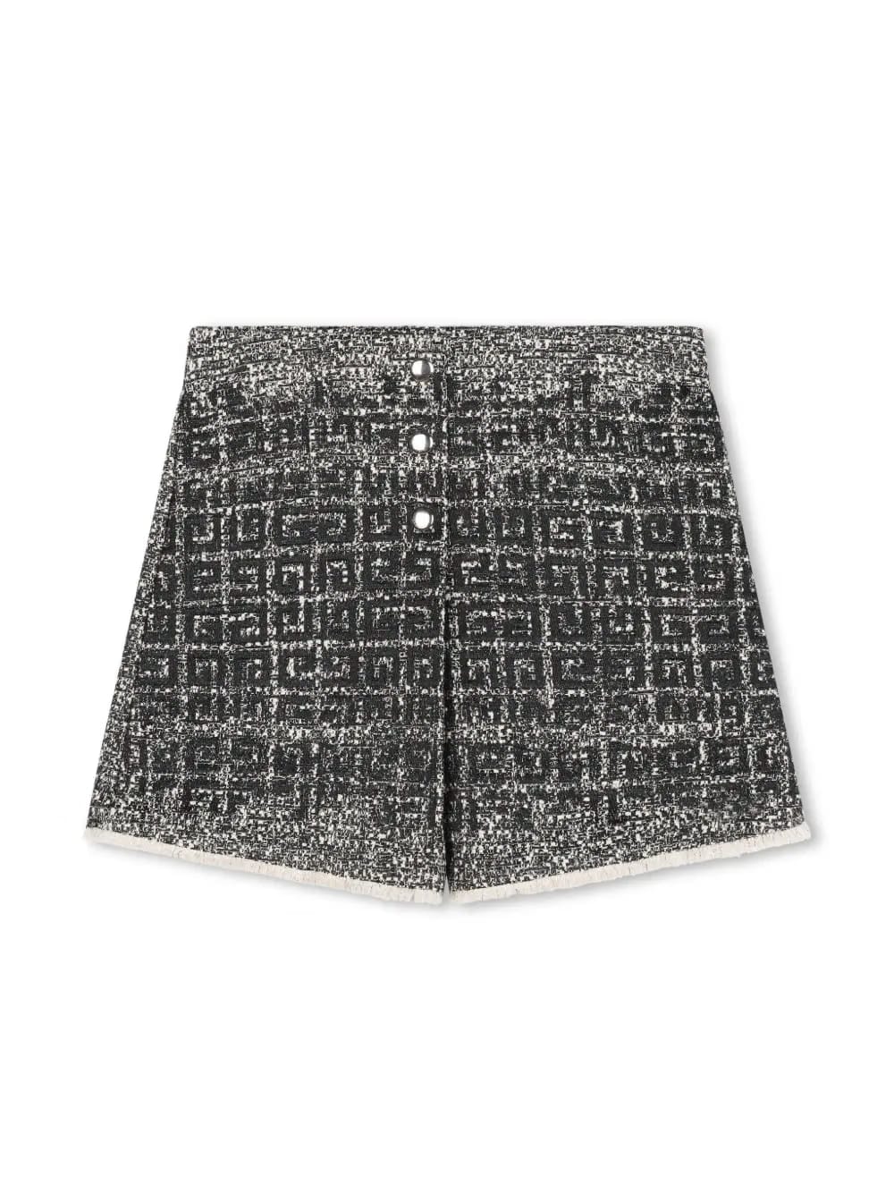 4G-embroidered tweed skirt-shorts
