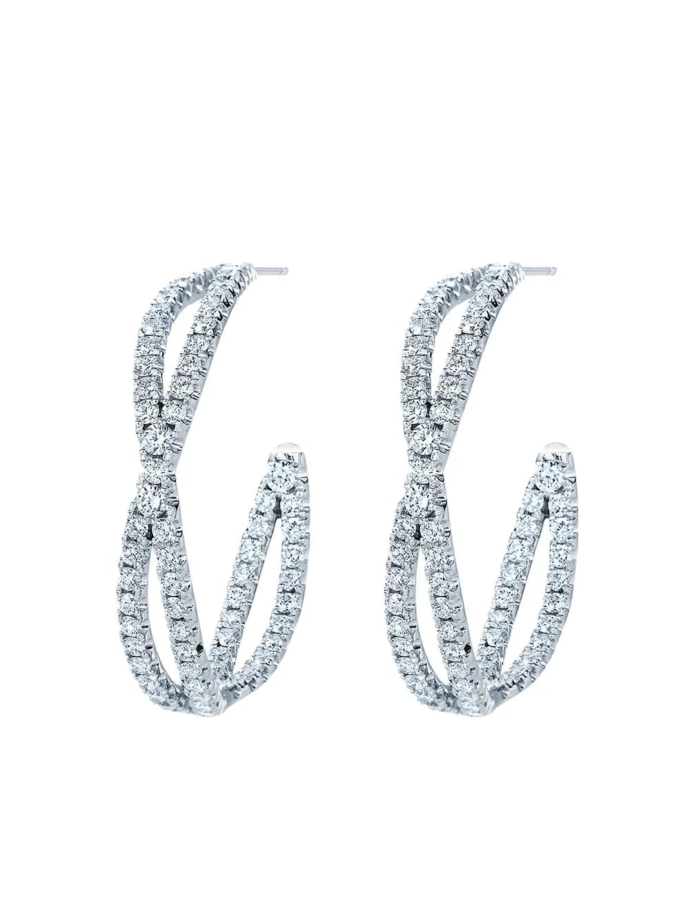 18kt white gold diamond Fidelity petite hoop earrings
